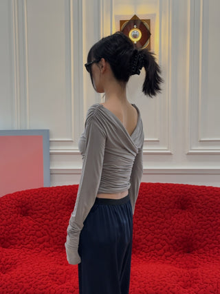 THE ANDAMANE - Off Shoulder Detail Top in Grey