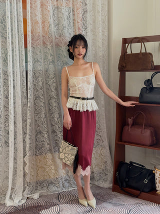 RXQUETTE - Garnet Midi Skirt in Raspberry
