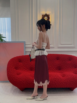 RXQUETTE - Garnet Midi Skirt in Raspberry