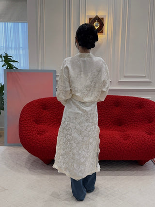 RXQUETTE - Whiterose Lace Trim Midi Dress in Ivory